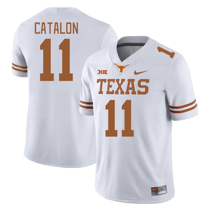 Men #11 Jalen Catalon Texas Longhorns 2023 College Football Jerseys Stitched-White
